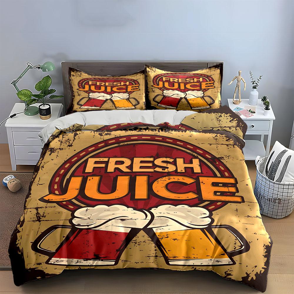 "Fresh Juice Mugs Graphic." Bedding Sets Duvet Cover Sets Duvet Covers Pillowcases(1 * Duvet Cover 2 * Pillowcases Without Duvet Insert)