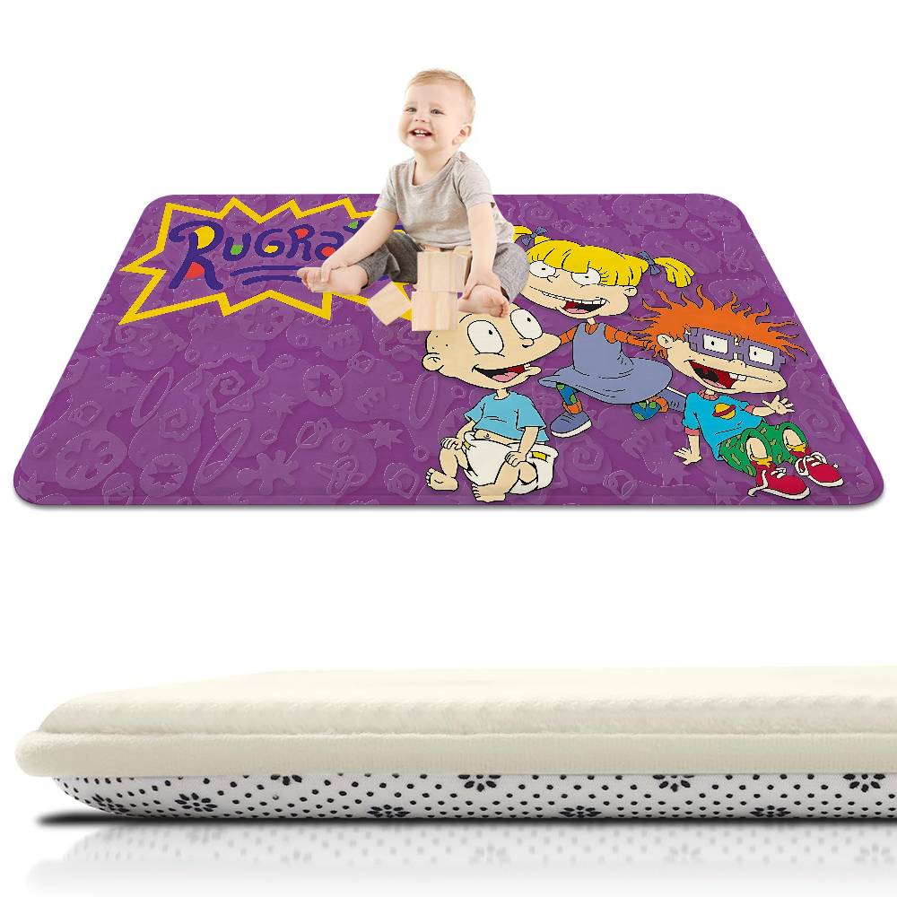 Cartoon Funny R-Rugrats Floor Mat Printed Flannel , Suitable For Bathrooms, Kitchens, Entrances, And Other Decorate Home
