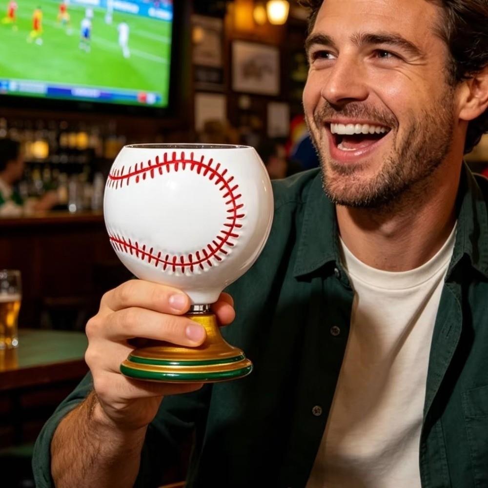 Hand Painted Spinning Sports Ball Whiskey Glass Rotating Base Cocktail Glass Mug  Game-day Party