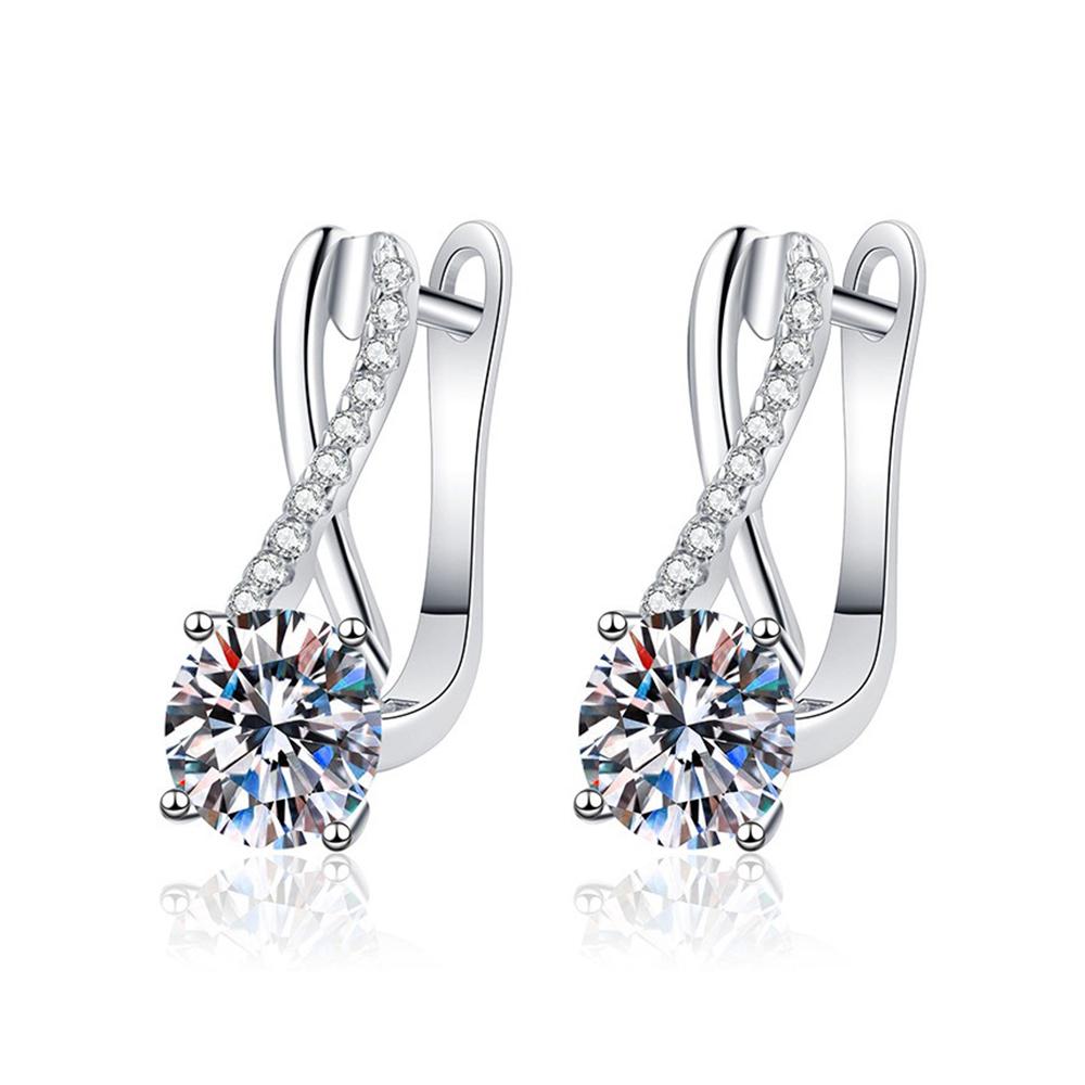 Fashion 1-2 Carat Real Moissanite 925 Silver Four Claw Drop Earrings for Women Wedding Birthday Jewelry