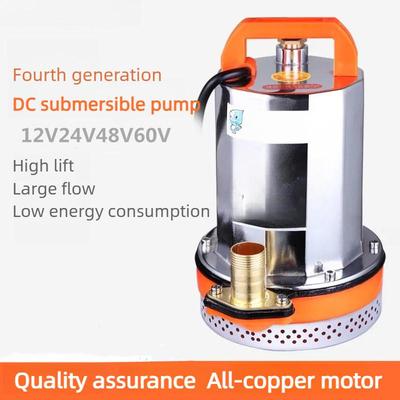 12V/48V Household Mini Portable Electric DC Submersible Pump Small Boats Stainless Steel Storage Battery Water Pump