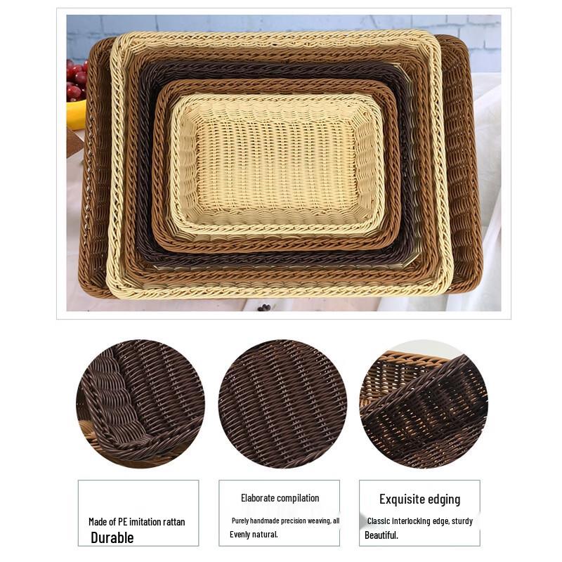Huabeishi Imitation Rattan Kunststoff Rechteckige Aufbewahrungskörbe
