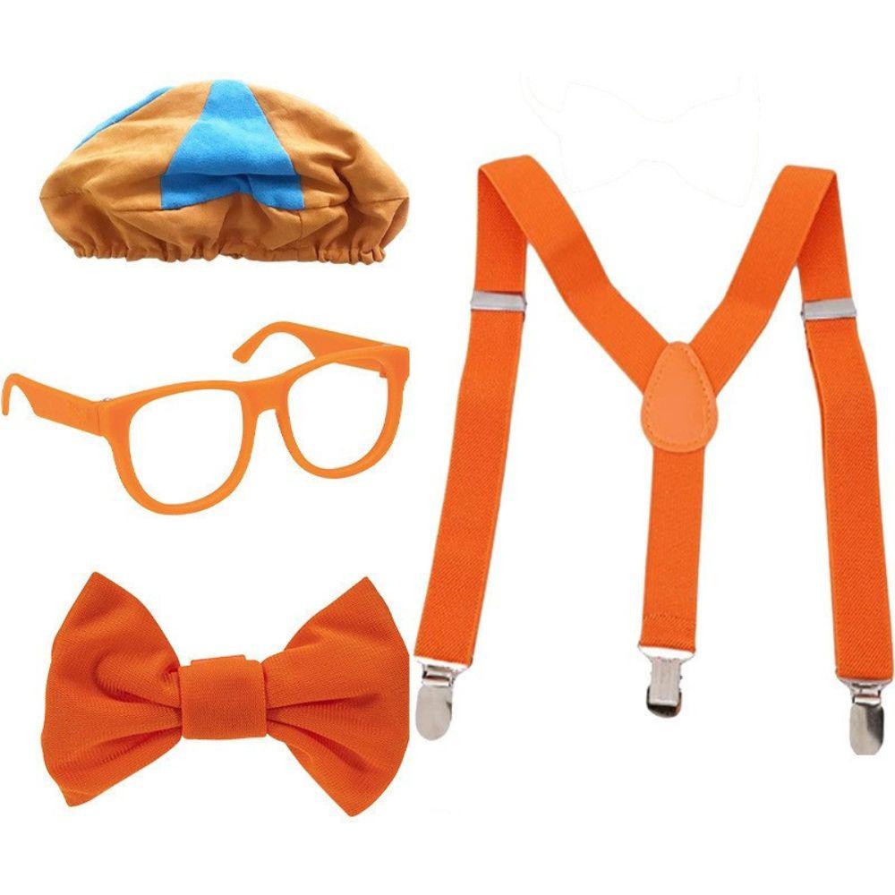 Volwassenen Kinderen Treinmachinist Cosplay Verkleedkostuum voor Kinderen Oranje Band Strik Strikdas Hoed Halloween Carnaval Accessoires Adult orange