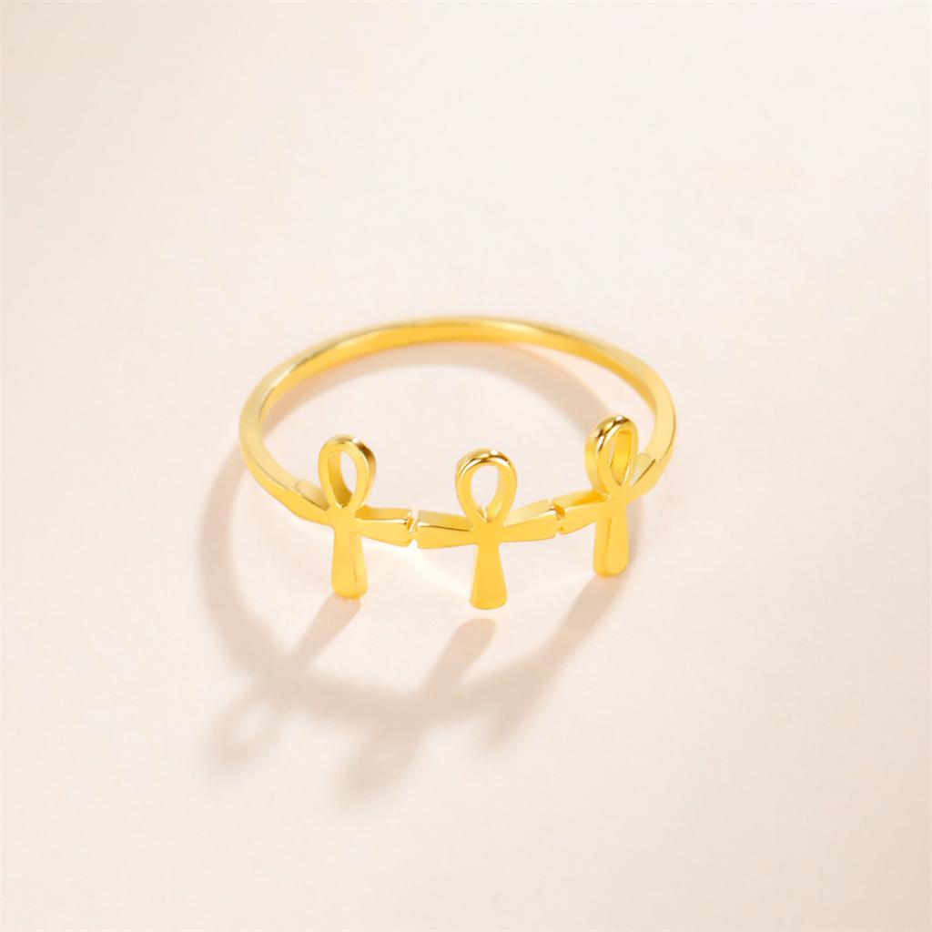  Egypt Ankh Cross Ring Stainless Steel Egyptian Key of Life Finger Rings for Women Vintage Amulet Jewelry Gifts Wholesale
