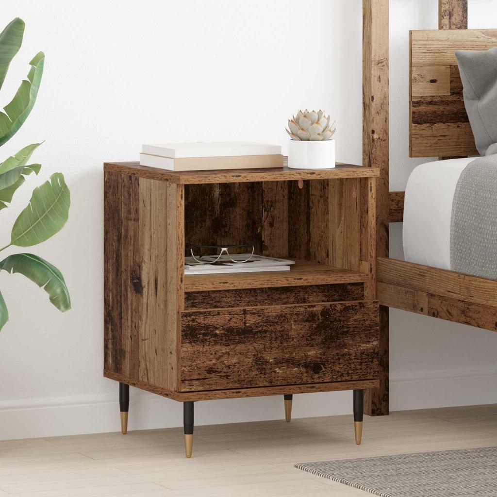 Nightstand with Drawers Rustic Wood Look 40 X 35 X 50 Cm Engineered Wood