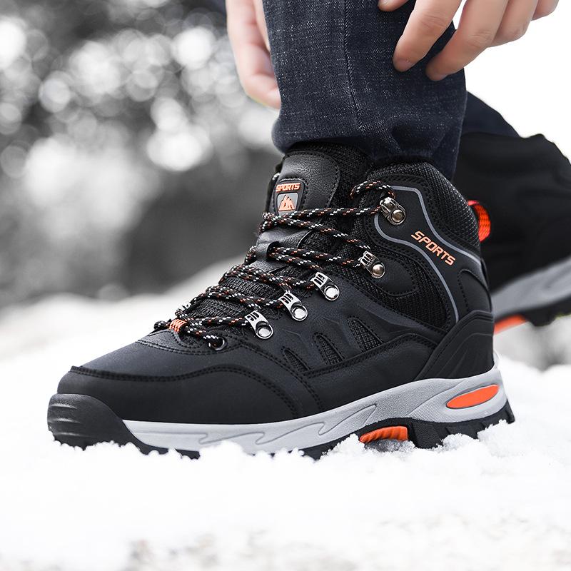 2025 Winter High-Top Plus Size Men's Hiking Shoes, Couple Style, Plus Velvet Warm Cotton
