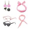 1950's Womens Costume Accessories 50s Scarf Cats Eye Glasses Bandana Tie Polkas Dot Headband Drop Earrings for Halloween