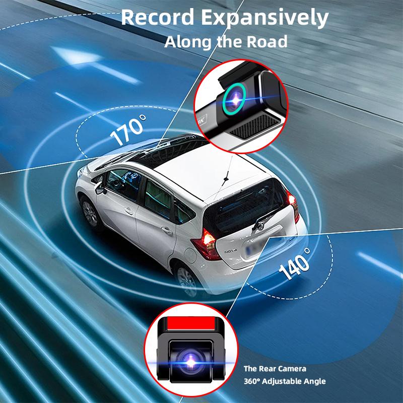 E-ACE Dash Cam 4K Black Box Mini Car Dvr 1080P Reverse Camera WIFI GPS Loop Recording 24H Parking Monitoring Video Recorder
