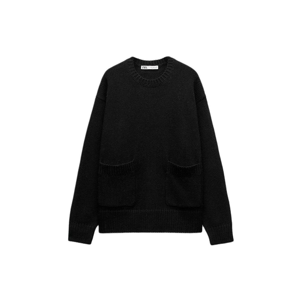 Zara Однотонный уличный свитер с длинным рукавом женский свитер черный 1509120-800 M 4694₽