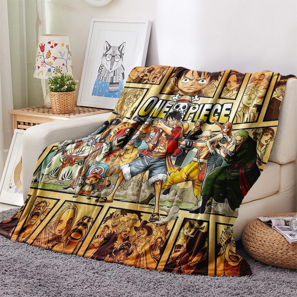1PC One Piece Poster Patterned Flannel Blanket Suitable For All Seasons For Home Decor Warmth And Comfort Gifts Holiday Present