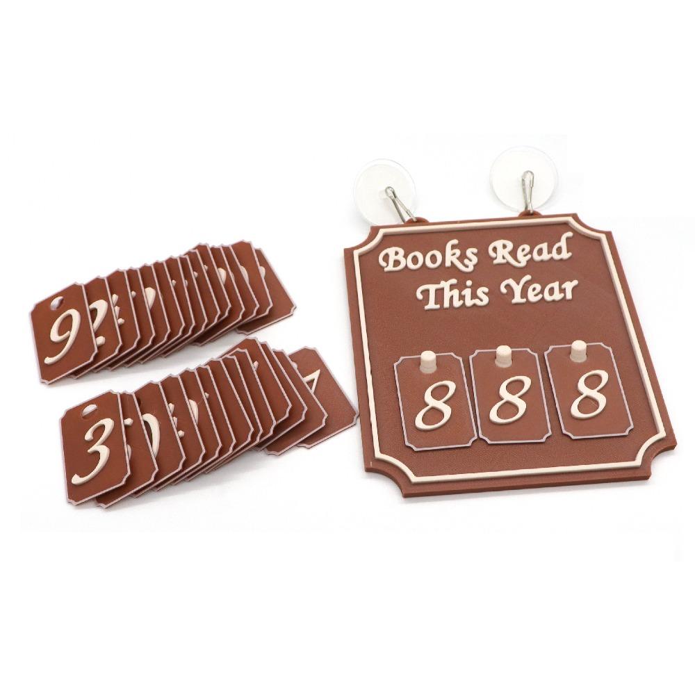 

Bookish Decor This Year Book Tracker 3D Printing Reading Tracker Bookworm Tracking Brown Without Base
