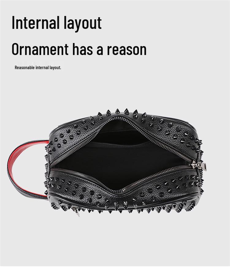 2025 Black Studded Versatile Backpack & Shoulder Bag - Large Capacity, High Quality