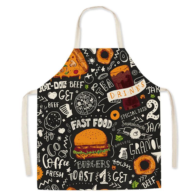 unframed Fashion Kitchen Apron for Men Women Kid Lemon Desserts Printed Cotton Linen Sleeveless Aprons Home Cooking Baking Clean
