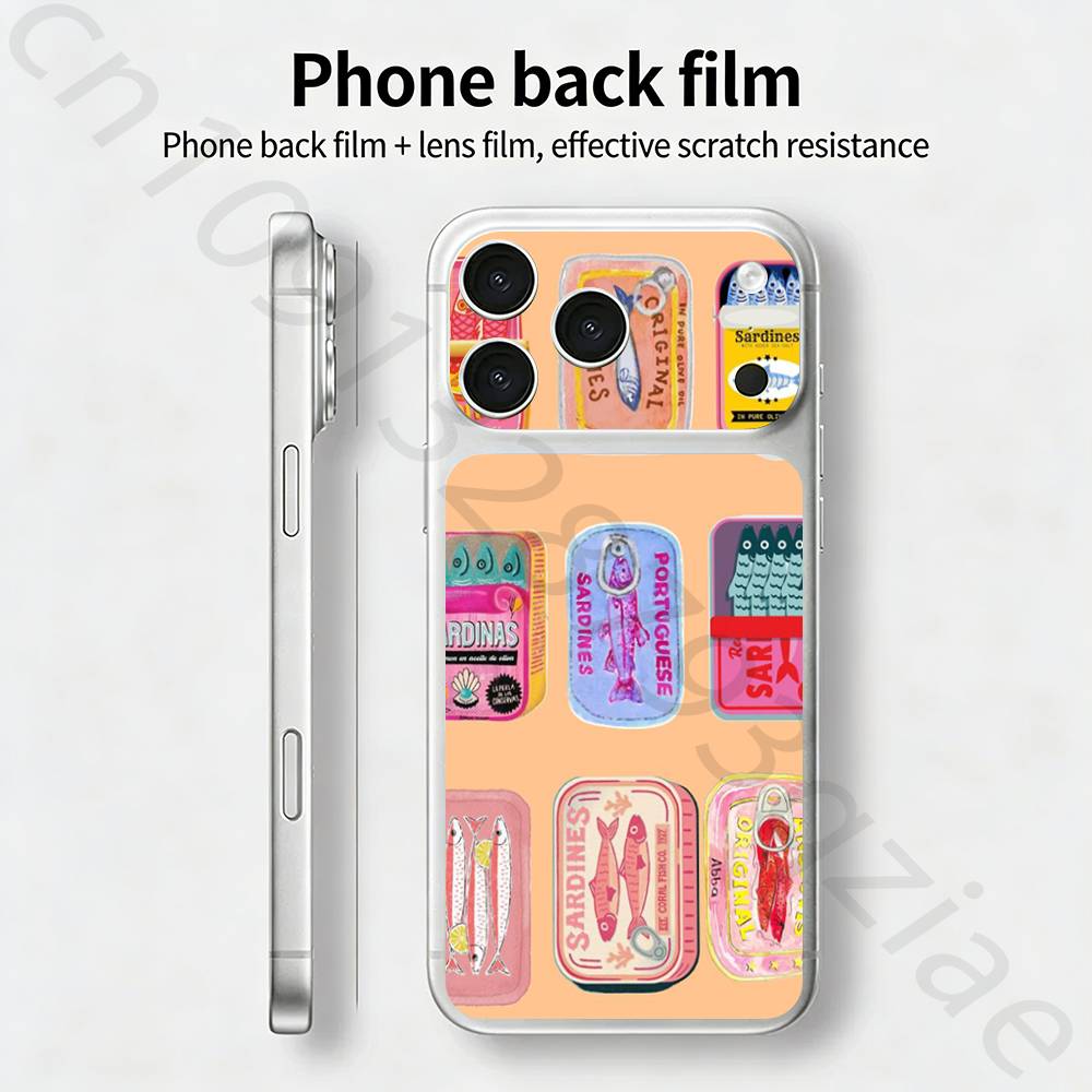 

Яркие Сардины ТИКЕТ Наклейка Обертка для iPhone 17 Pro/Pro max Защитная Пленка для Задней Панели, Рамки, Камеры iPhone17promax