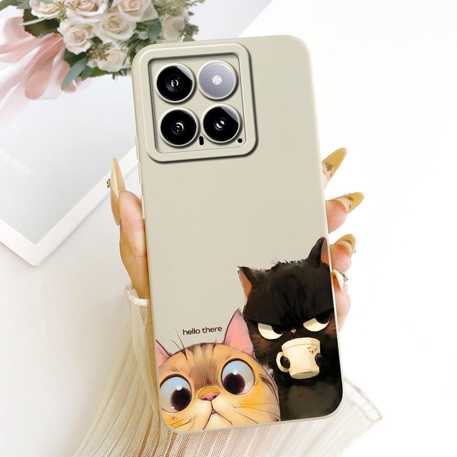 For Xiaomi Mi 14 Pro Case Cool Owl Dragon Painted Cover Soft Silicone Matte Phone Case For Xiaomi 14 Pro Mi14 5G Back Cover Bags