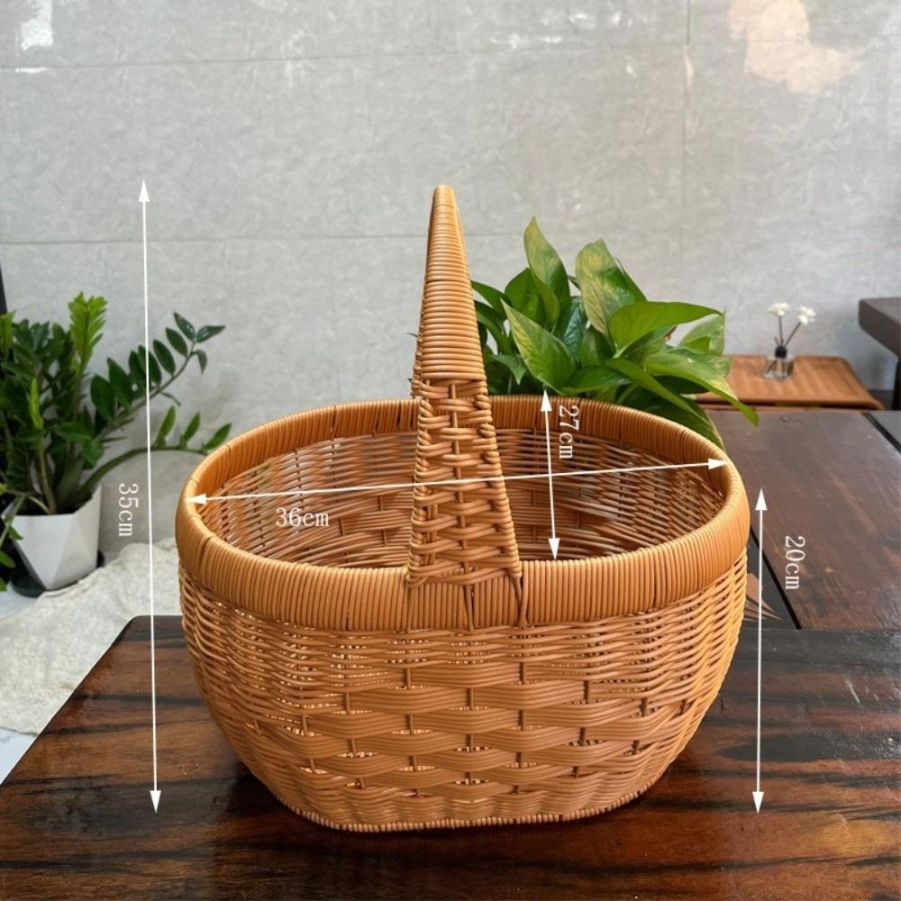 Высококачественная плетёная корзина для хранения из ротанга Портативная Прочная конструкция Корзина для пикника Сумка для покупок Подарок