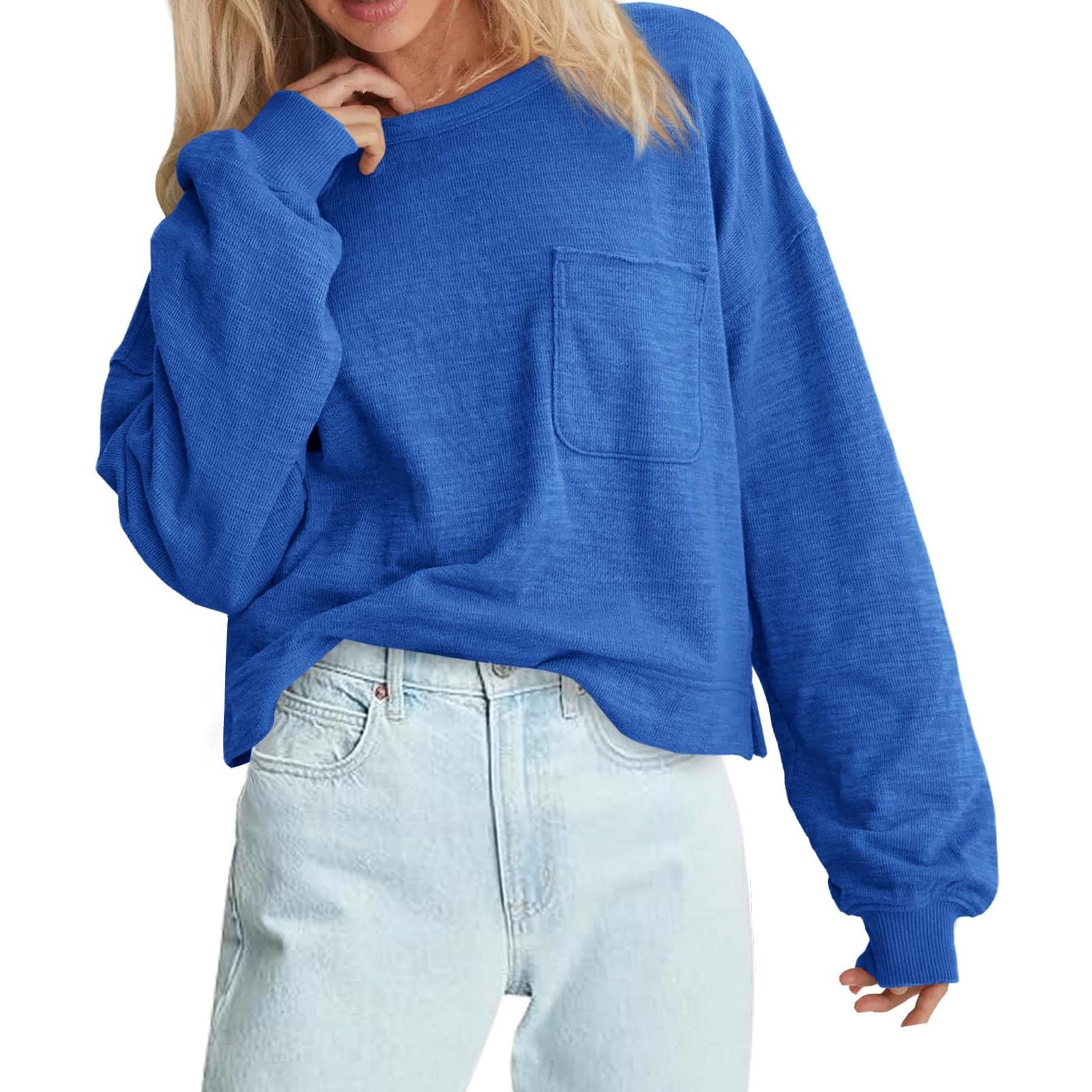 

Женская одежда Осень ЗимаКруглый вырез Длинный рукав Большой свободный плюшевый утолщенный топ XS белый