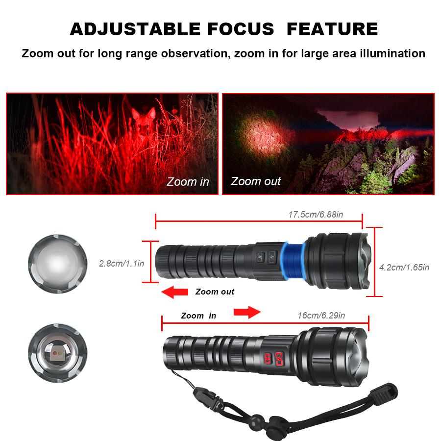 9900LM Powerul White Laser LED Flashlight 21700 Battery USB Charging Al Alloy Zoom Tactical Torch Outdoor Camping Hiking Lamp