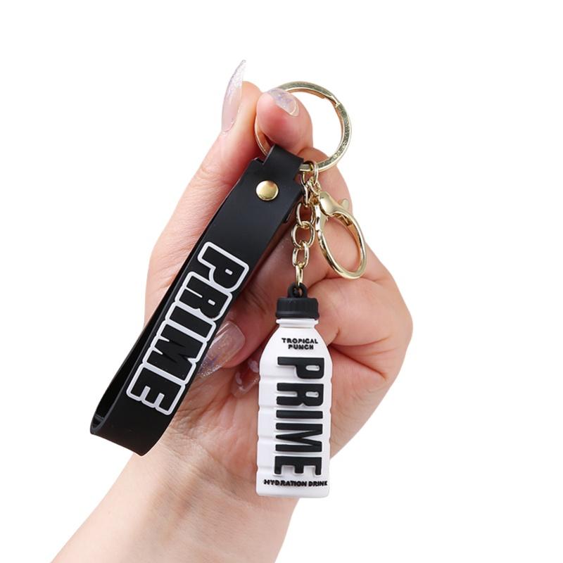 

Cute Prime Drink Bottle Keychain Cartoon Style Pvc Material Multiple Colors белый