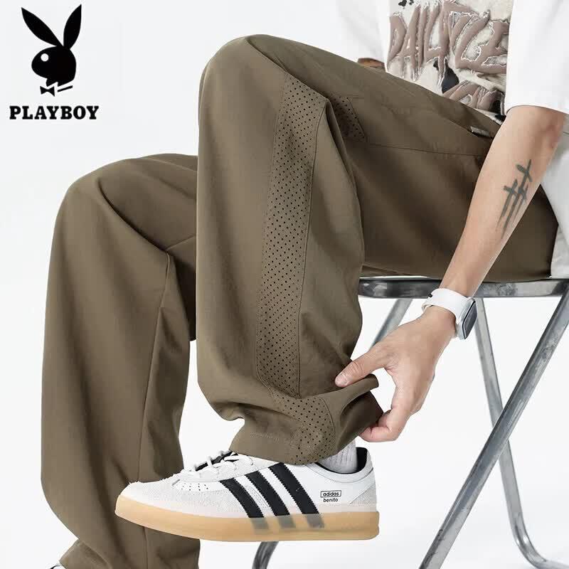 

Playboy Men s Summer Ice Silk Straight-Leg Casual Pants M