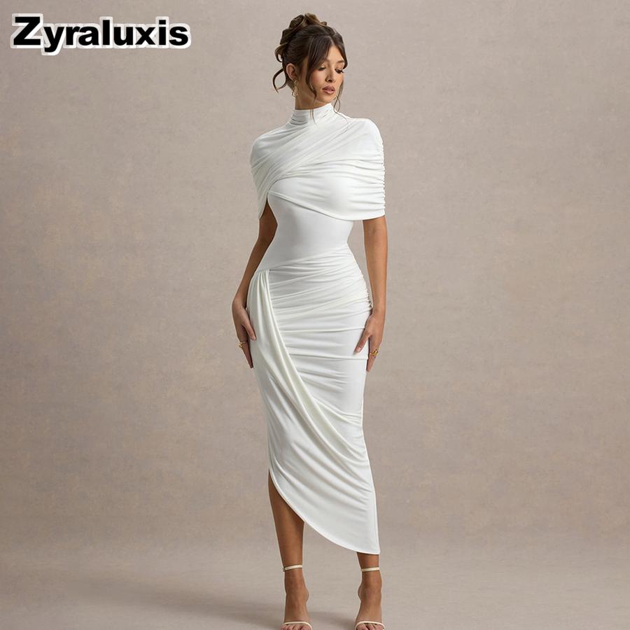 New Foreign Style Elegant Slim Fit Ruffled Dress Sexy Low-Cut Back Women's Long Gown