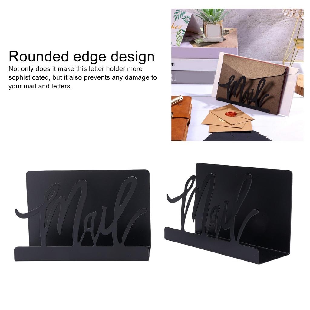 Mail Countertop Holder Anti Slip Base Stylish Metal Desk Mail Organizer for Letter Envelope