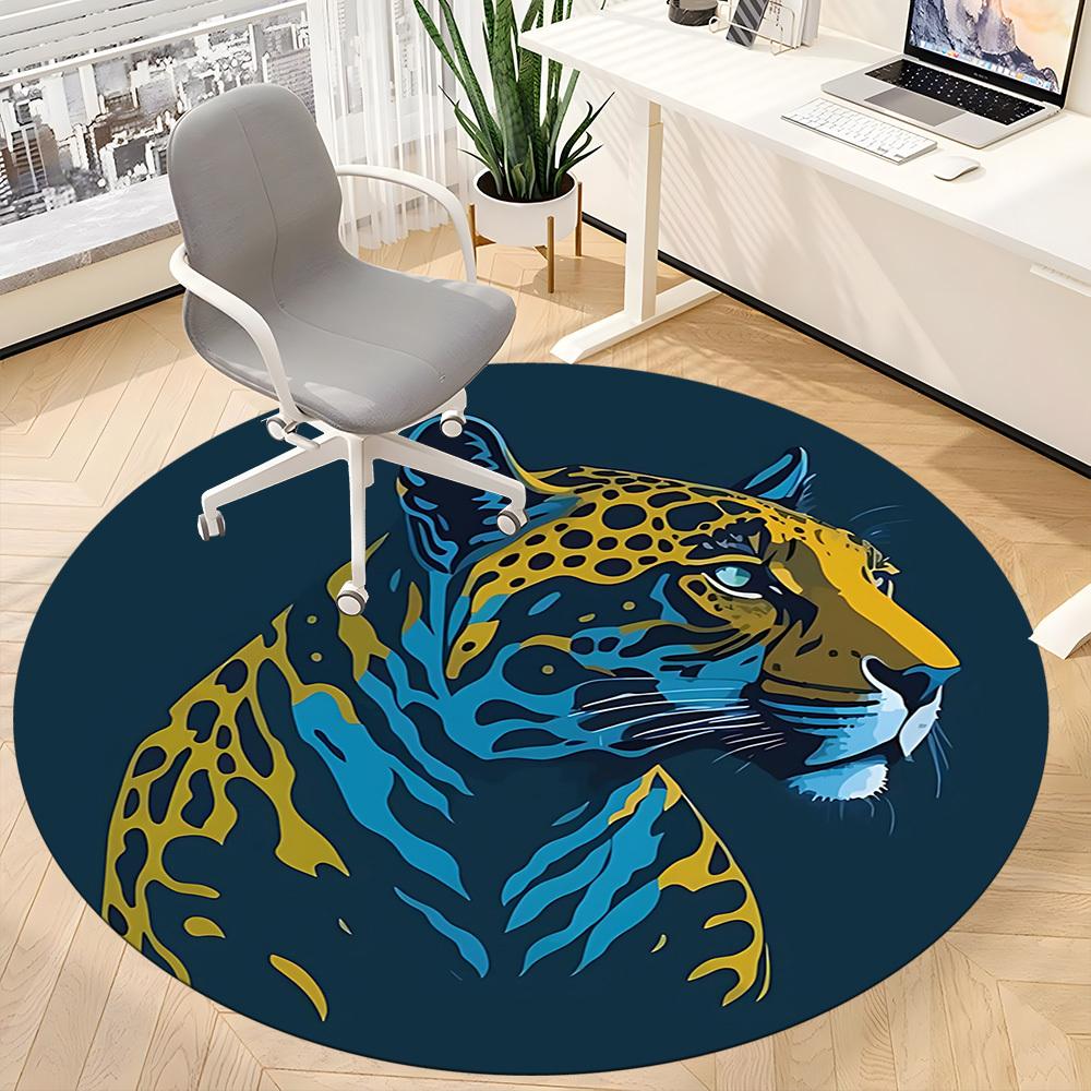 1 Stück Teppich mit Tigerdruck für das Büro, rutschfest, runder Teppich, weich und bequem, Teppich für das Büro, leichte runde Bodenmatte