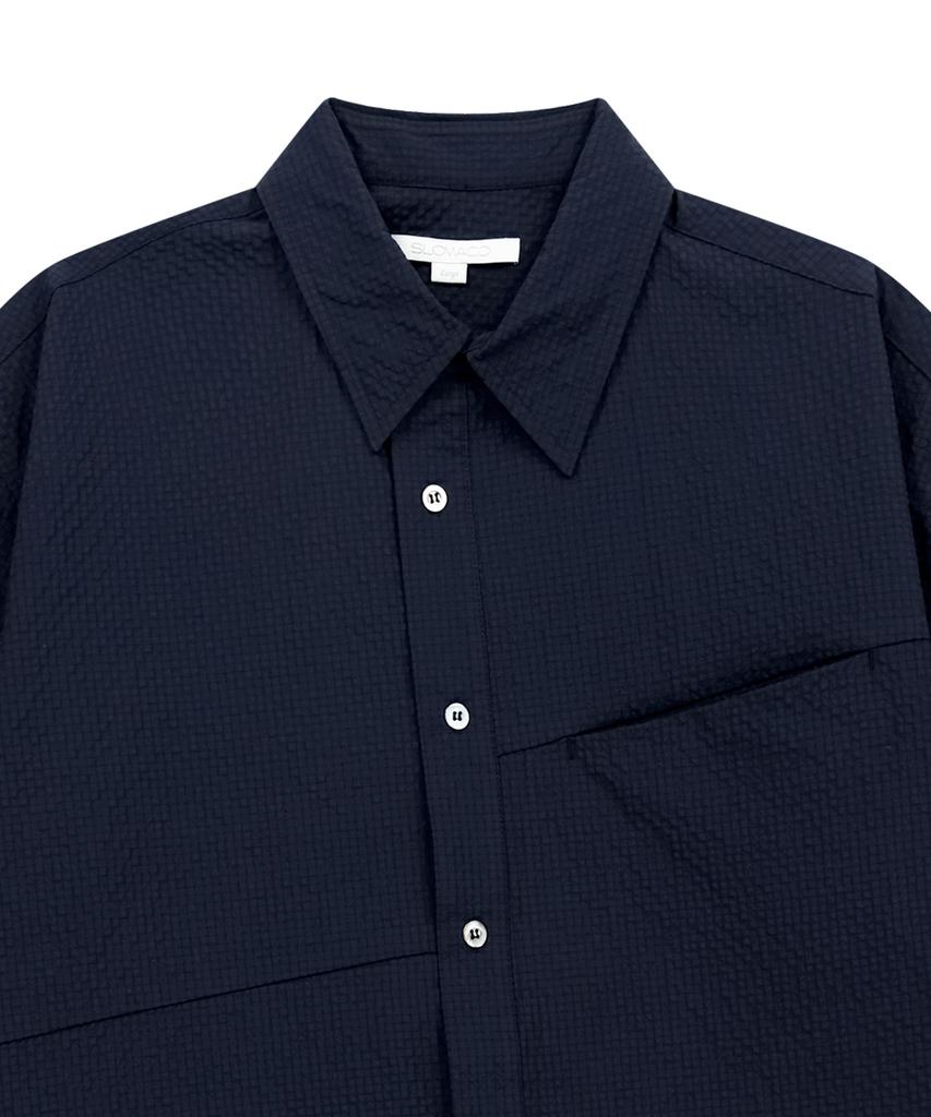 SLOWACID Asymmetrical Short Sleeve Shirt [Navy]