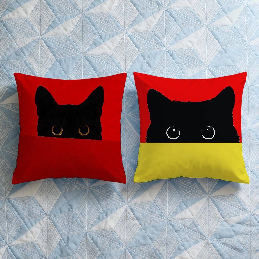 Cushion Cute Cover Soft Case Sofa Living Room Black Cat Home Fashion Comfortable Office Decor Cartoon Protective Pillow Covers