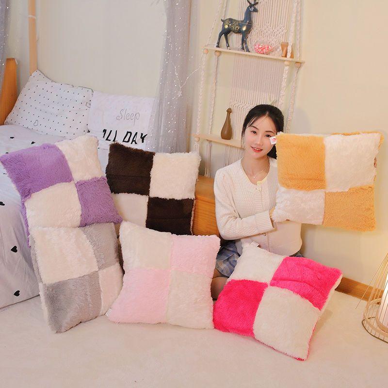 Nordic Plush Pillowcase Wool Faux Fur Cushions Sofa Bed Furry Long Hair Cushion Princess Pillow Home Wedding Decoration