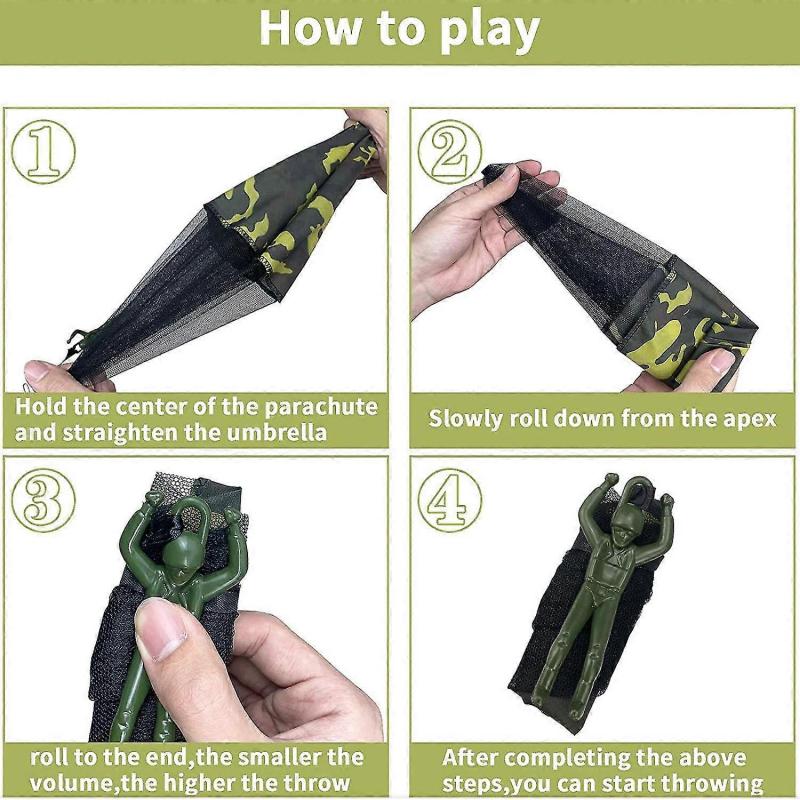 Parachute Toy, No Tangle Throw Throwing Parachute Men, Outdoor Children's Paratrooper Toy(pink,red,blue,green,camouflage)