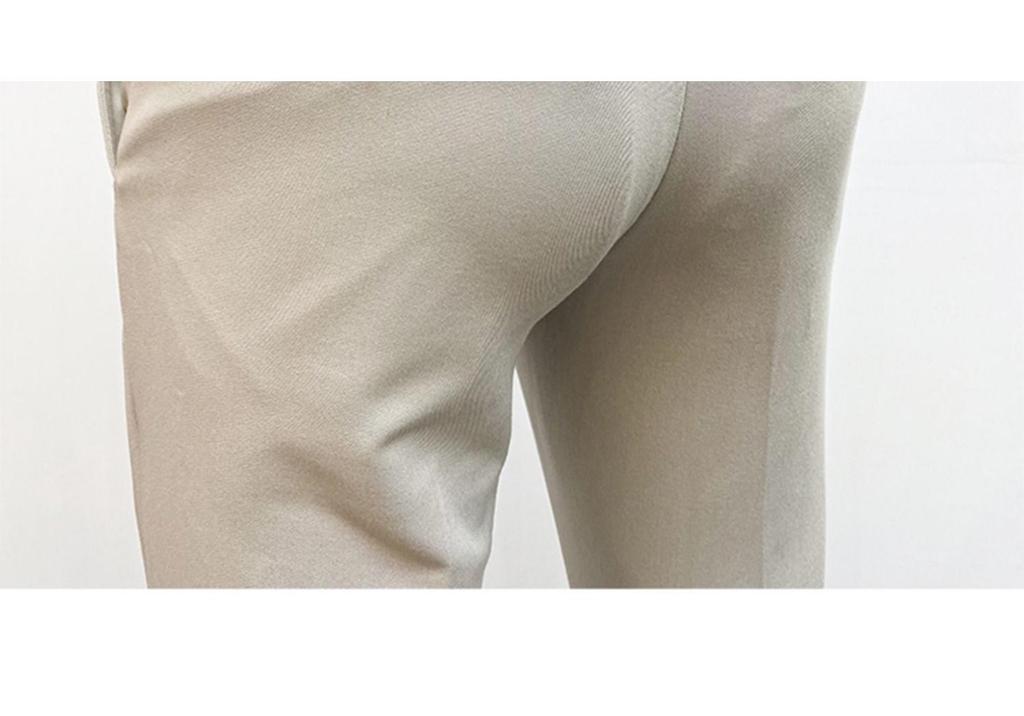 Men's Spring/Summer 2025 Elastic Slim Fit Korean Style Non-Iron Solid Color Business Casual Trousers