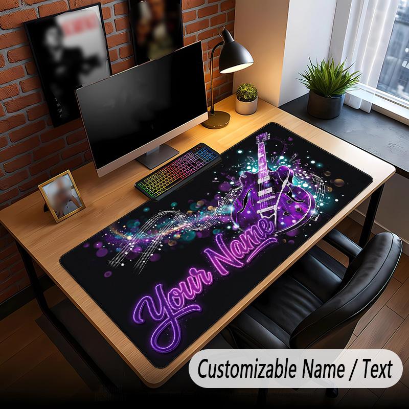 Music Guitar Theme Custom Mouse Pad Personalized With Name Text Customized Desk Mat For Office Home Decor