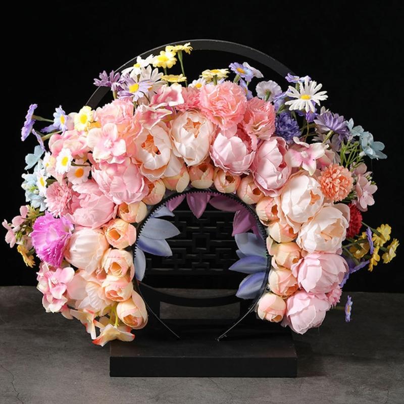 Bridal Garlands Florals Crown Wedding Flower Headband Beach Wreath Hairband Girls Hair Accessory Women Head Hoop Props