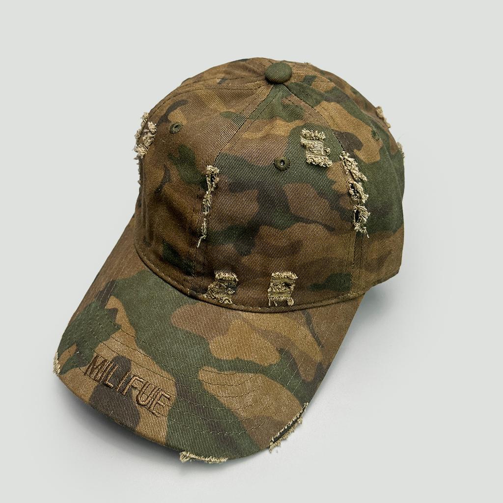 American Camouflage Zebra Print Leopard Print Letter Embroidery Baseball Cap Ripped Sunshade Retro Personality Cap
