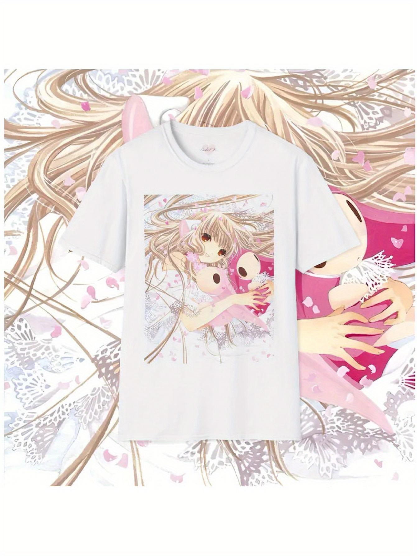 

Chobits Anime TShirt Vintage Retro Unisex Short Sleeve Round Neck Tee with Floral Character Graphic t shirt Women S
