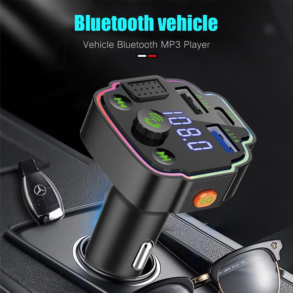 Bezdrátový displej FM vysílače Bluetooth 5.0 20W Rychlé nabíjení 4,1A Duální USB nabíječka handsfree sada do auta FM modulátor EQ s jedním klíčem