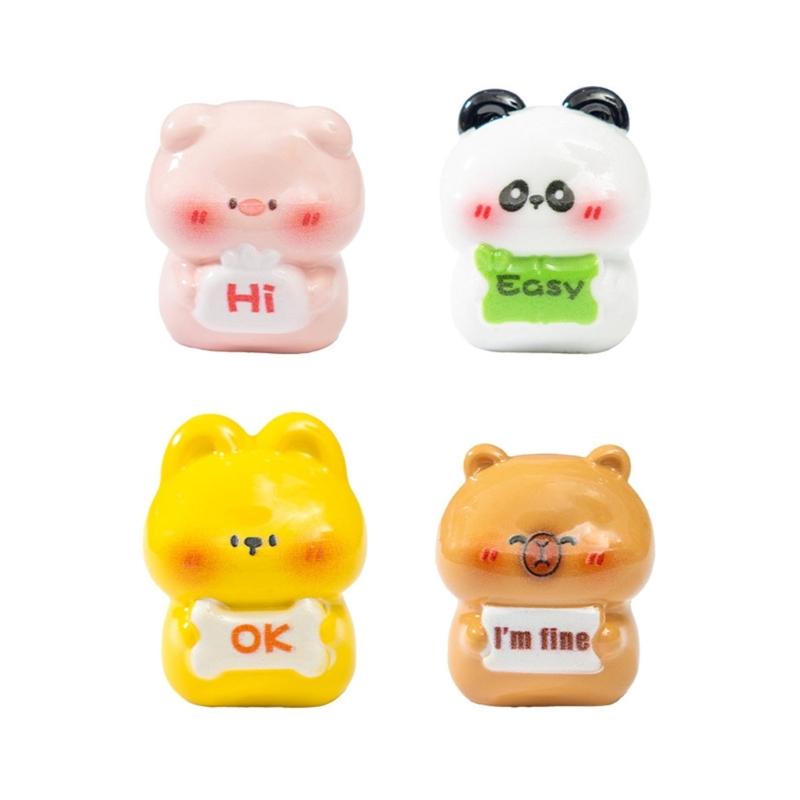 

4 Piece Artistic Resin Animal Miniatures With Fun Characters Emotional Letters Stress Relief Gift Desktop Decoration 1