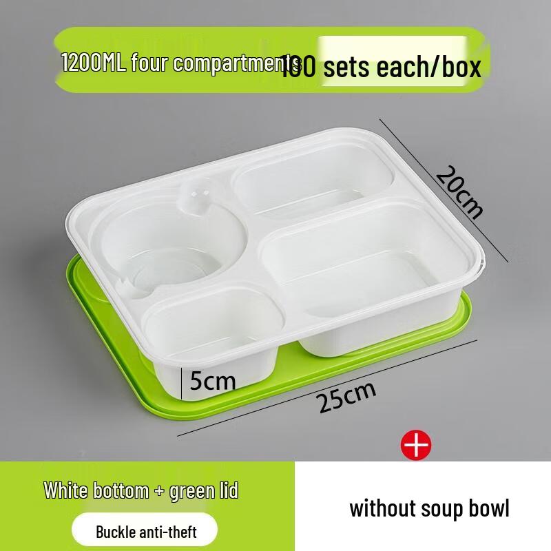 HANDUNYOU Disposable 4-Compartment Food Containers