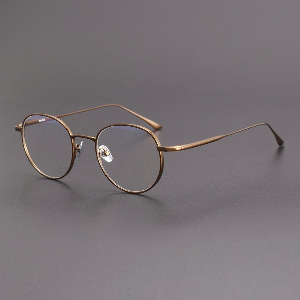 "Handmade Retro Japanese Style Pure Titanium Oval Glasses Frame"