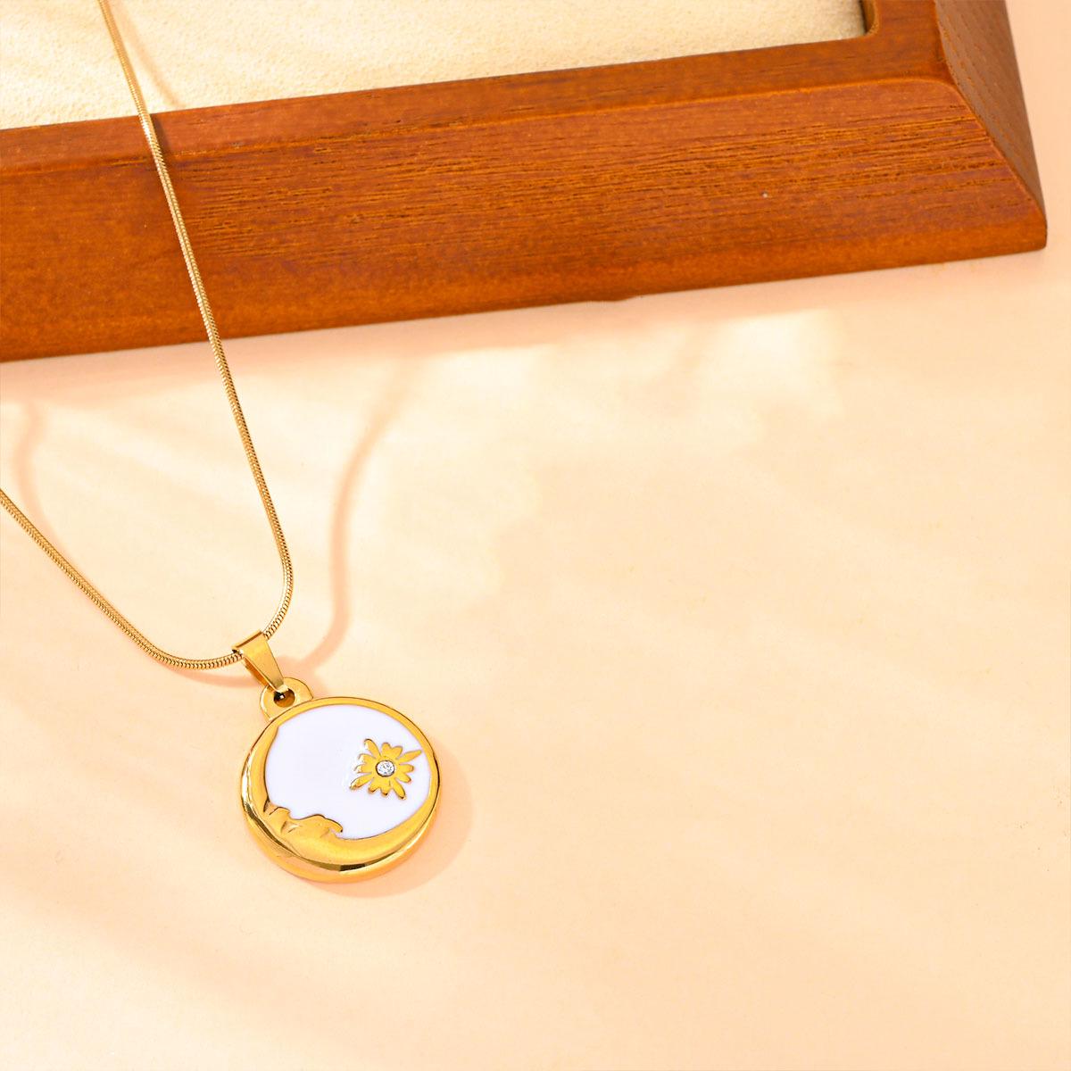 Trendy Non-Fading Star  Moon Stainless Steel Necklace and Earring Set