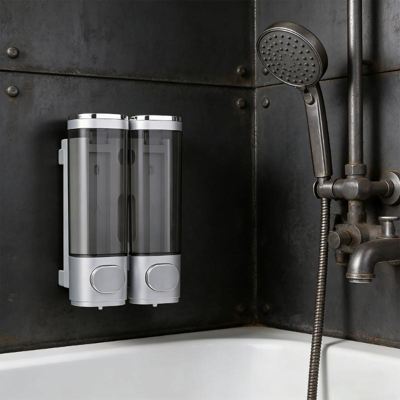 Pack Of 2 Wall Mounted Easy Arrange Soap Dispenser With 600ml Capacity For Shampoo And Cream In Bathroom