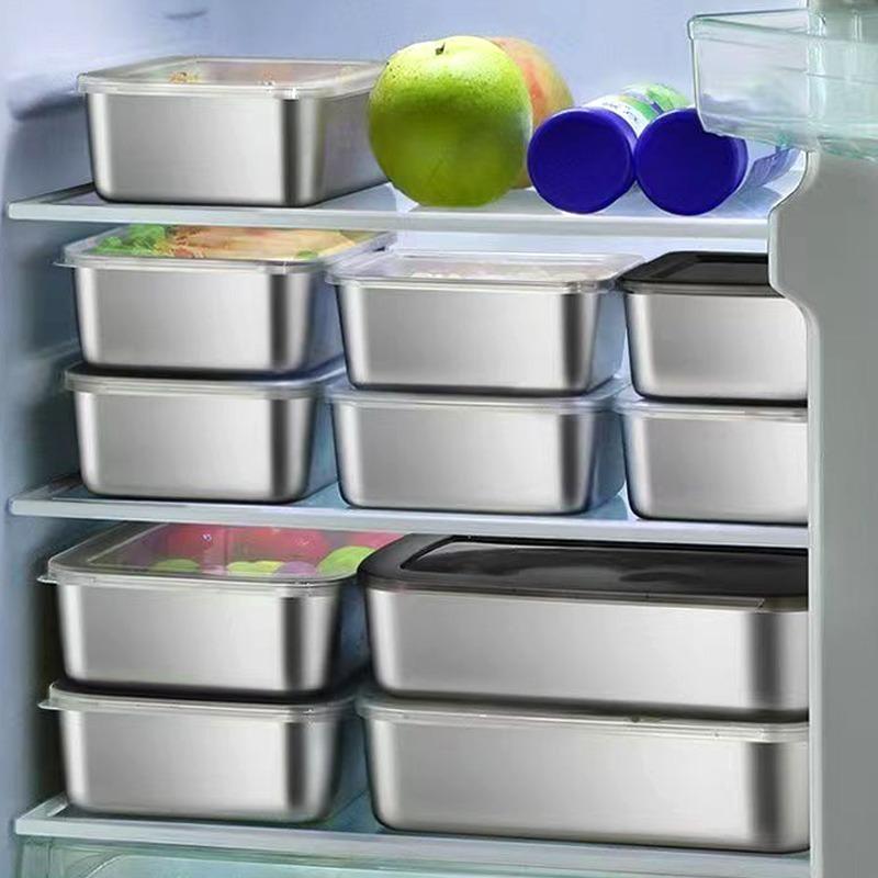1-6Pcs Stainless Steel Food Storage Container Fresh-keeping Boxes for Outdoor Picnics Refrigerator Storage and Kitchen Tidying