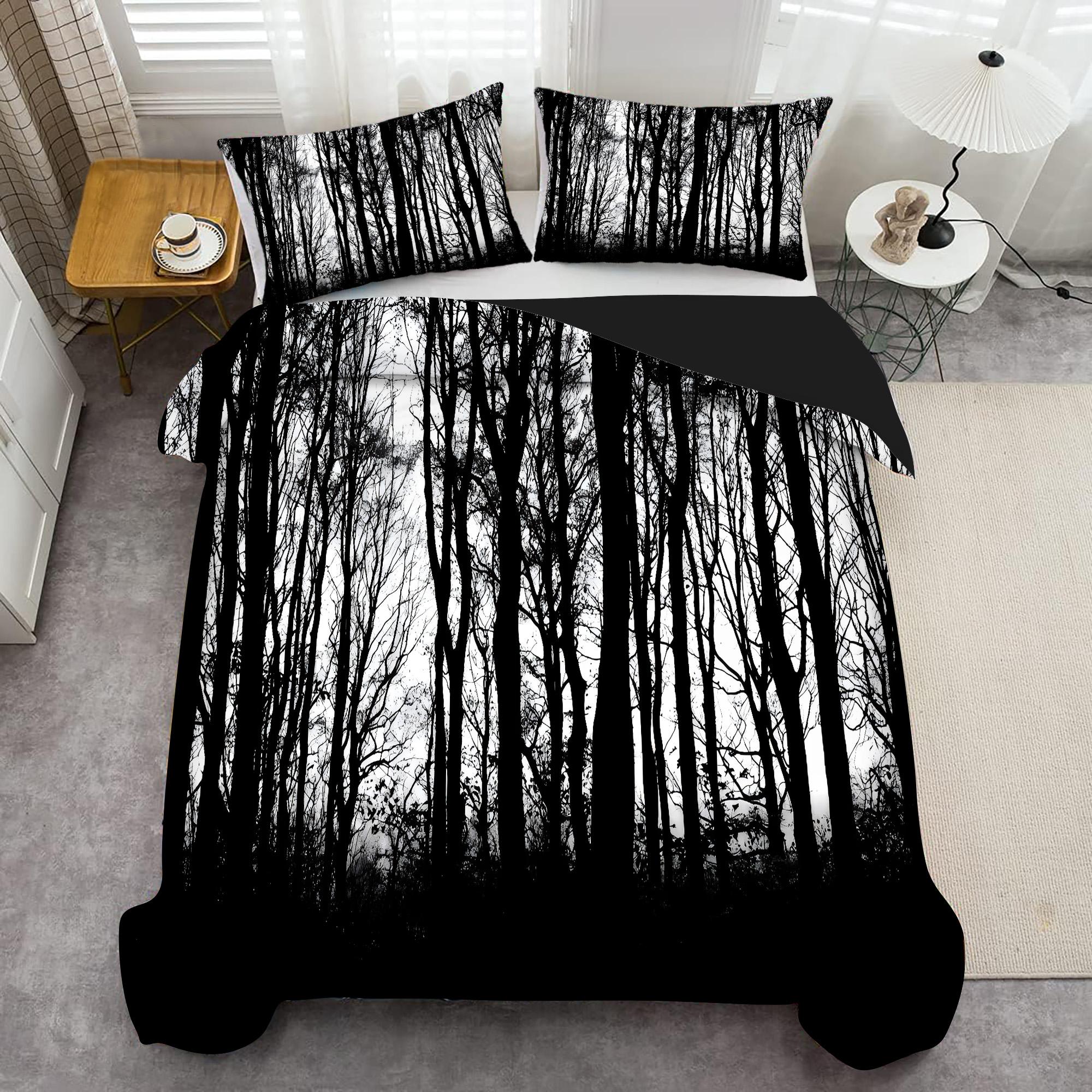 

Black Forest Pattern 3D Print Bedding Set For Kids Teens Adults Black Style Duvet Cover Bed Cover Home Polyester Quilt Cover 135x200cm 2pcs