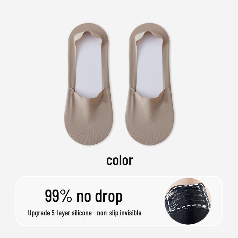 Men's Non-Slip No-Show Boat Socks, Pure Cotton, Seamless Ice Silk, Low-Cut Invisible Design.