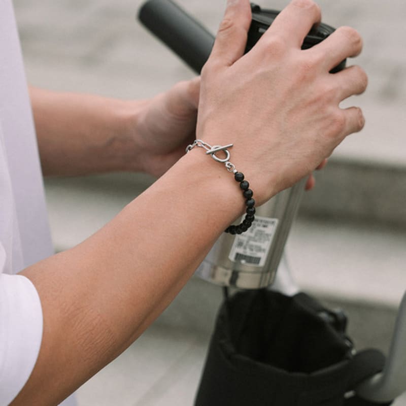 FAHRRAD TROPHY BT Edelsteinarmband 01 (2TYP / 6mm Schwarzer Tigerauge Stein Grad AA)