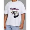 Vintage Eagle Head Graphic T-Shirt White American Bald Eagle Print and Text Casual Wear for Men and Women Outdoor Adventure Fashion Streetwear Style