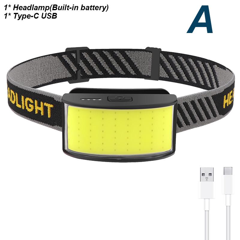 

Новый COB светодиодный налобный фонарь со встроенным аккумулятором, налобный фонарь для охоты и рыбалки, мощный USB-перезаряжаемый налобный фонарь, водонепроницаемый фонарь Package A