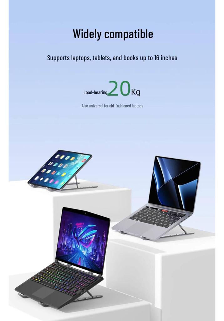 Portable Aluminum Laptop Stand: Foldable, Adjustable Height, Stable Support with Heat Dissipation