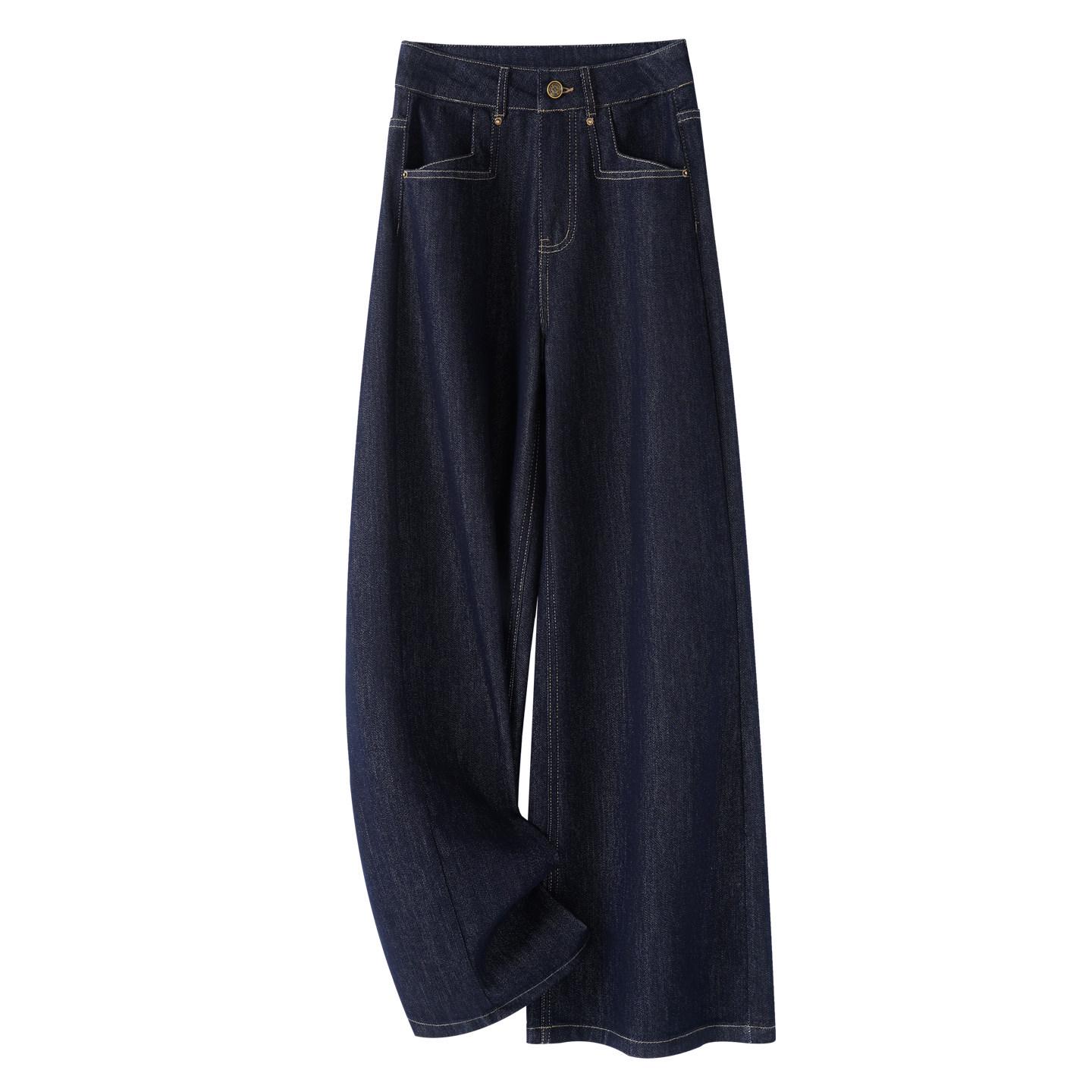 Women s High Waist Dark Blue Wide Leg Jeans - Spring/Autumn 2026 Collection for Petite Sizes Small